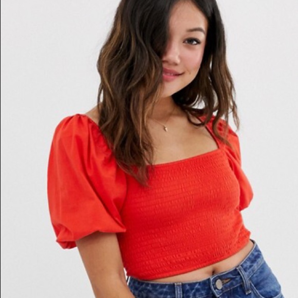 ASOS DESIGN Crop Top With Puff Sleeves